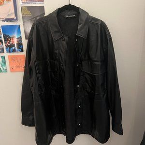 Faux leather ZARA oversized jacket